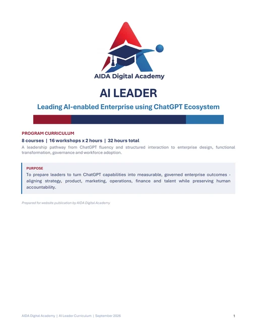 First page of the AI Leader ChatGPT Ecosystem curriculum